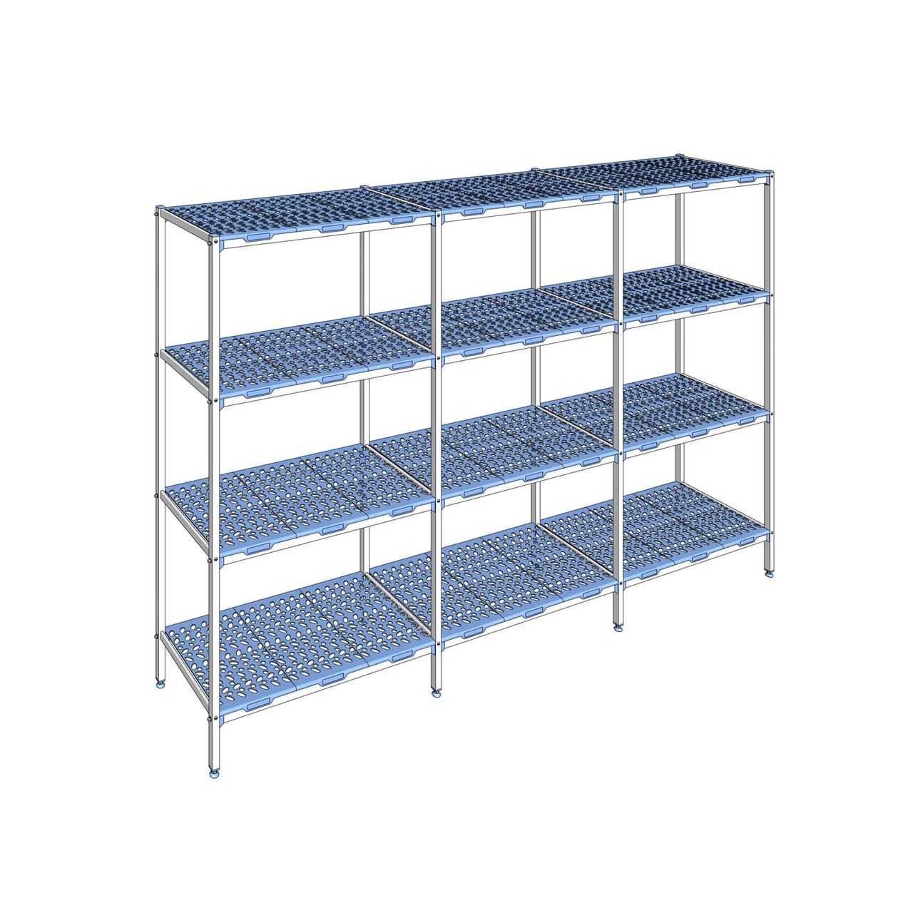 Rayonnage à clayettes amovible 4 niveaux aluminium 205 x 317.2 x 56 cm Tournus - PLP3172