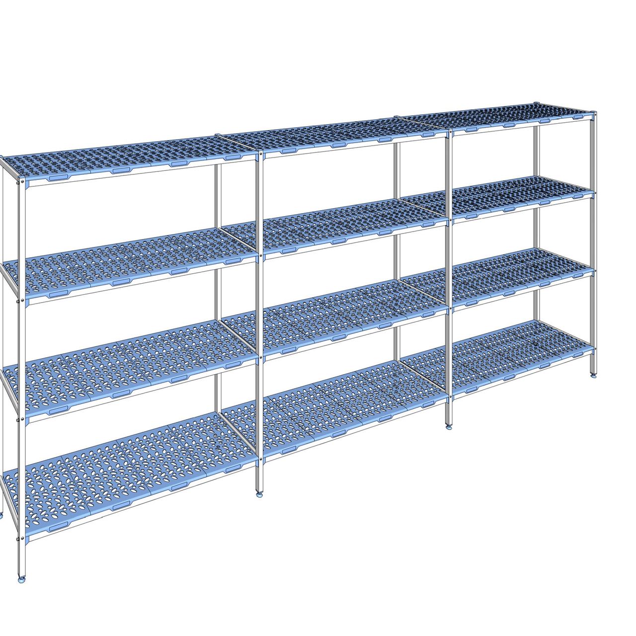 Rayonnage à clayettes amovible 4 niveaux aluminium 205 x 457.8 x 50 cm Tournus - PLM4578