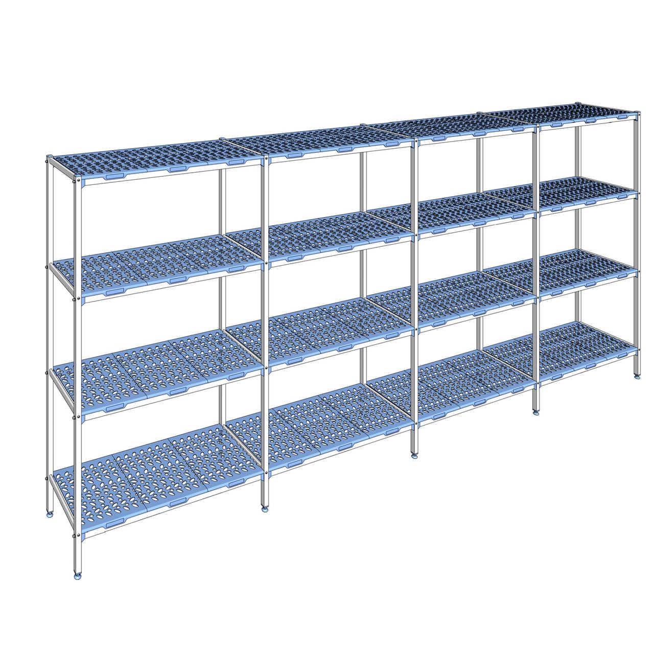 Rayonnage à clayettes amovible 4 niveaux aluminium 205 x 461.2 x 50 cm Tournus - PLM4612