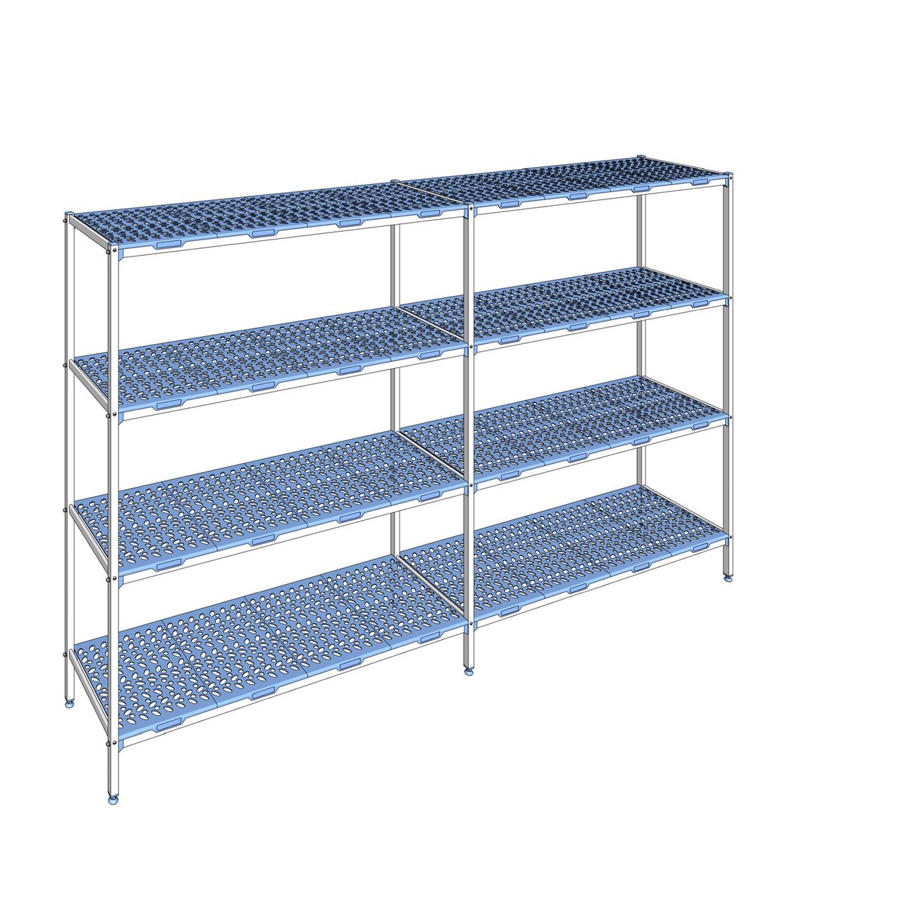 Rayonnage à clayettes amovible 4 niveaux aluminium 205 x 333.6 x 56 cm Tournus - PLP3336