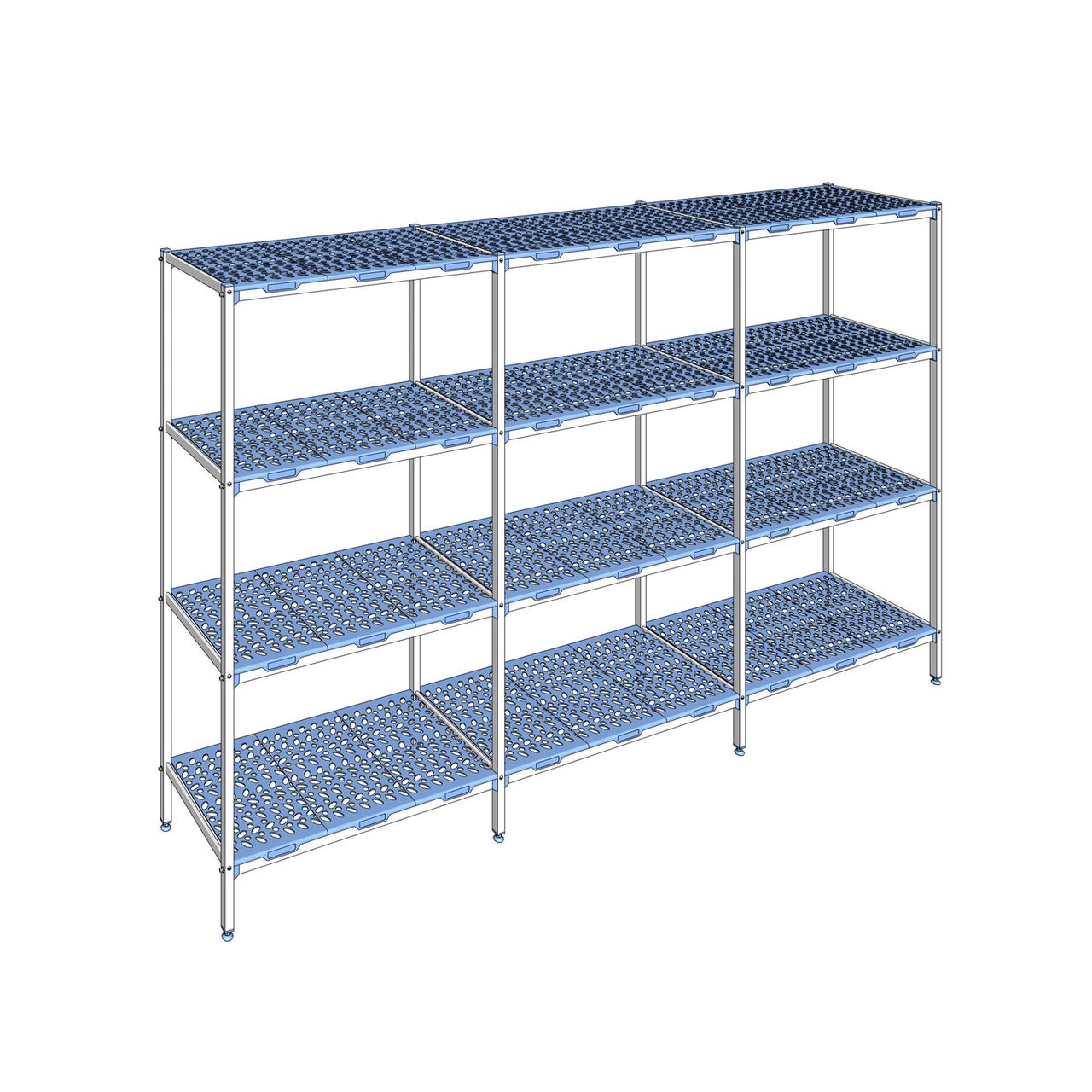 Rayonnage à clayettes amovible 4 niveaux aluminium 205 x 337.2 x 56 cm Tournus - PLP3372