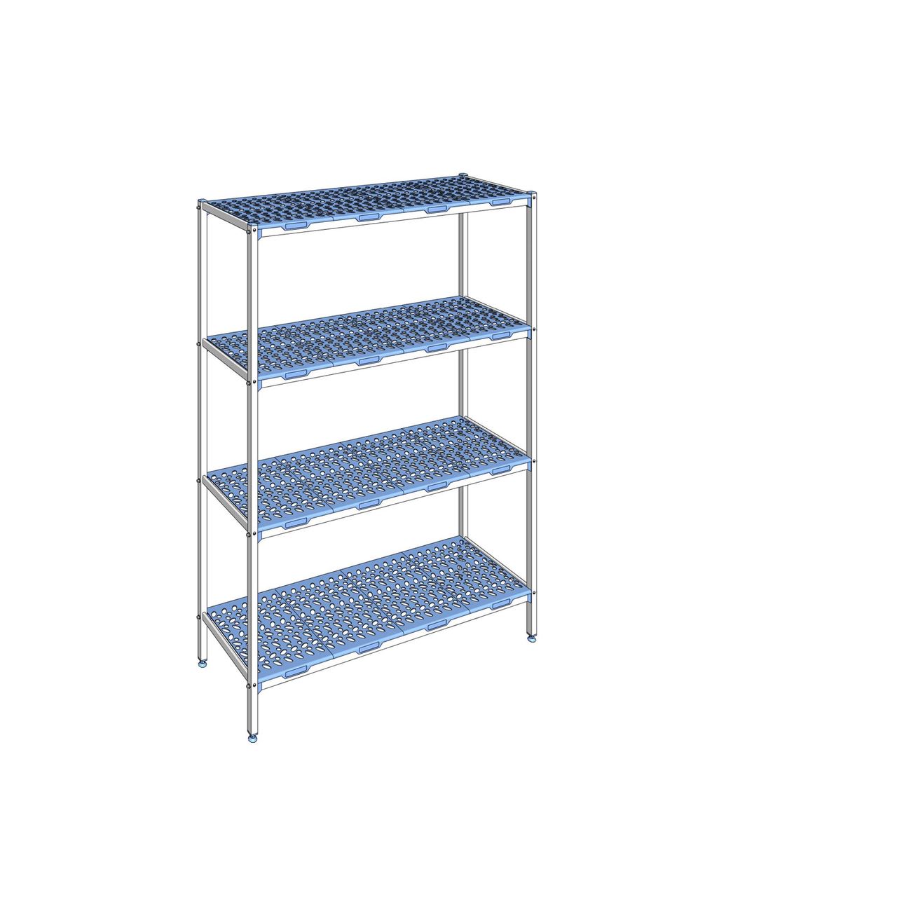 Rayonnage à clayettes amovible 4 niveaux aluminium 205 x 149.4 x 50 cm Tournus - PLM1494