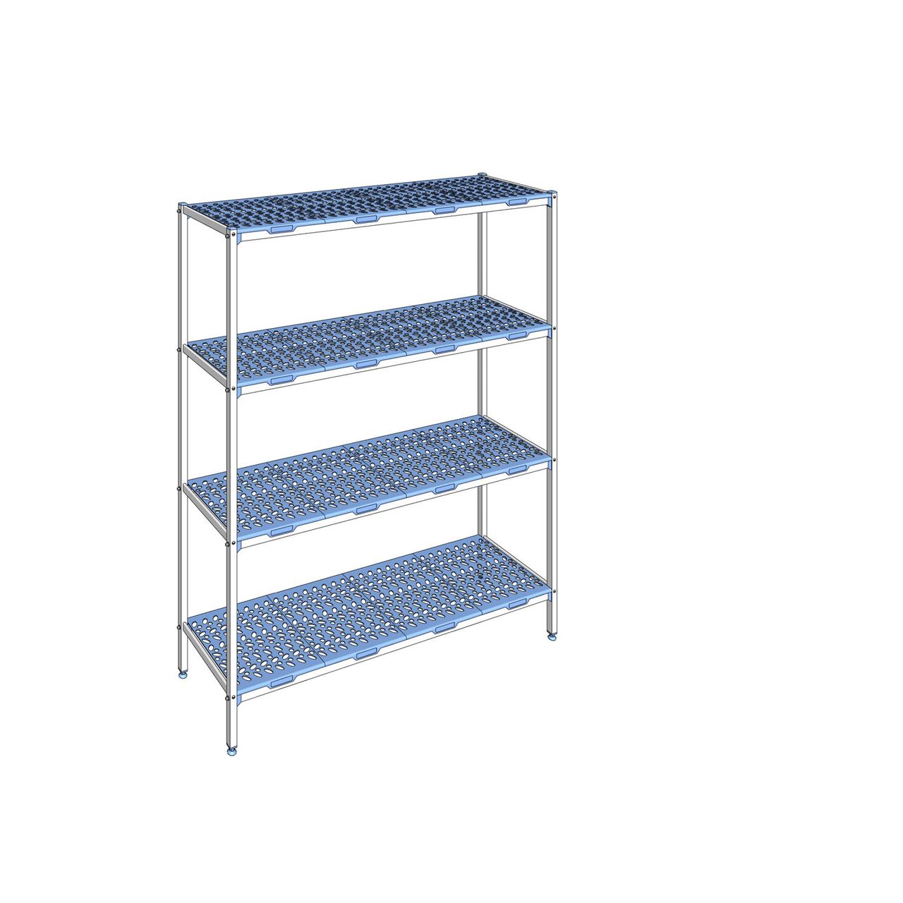 Rayonnage à clayettes amovible 4 niveaux aluminium 205 x 169.4 x 50 cm Tournus - PLM1694