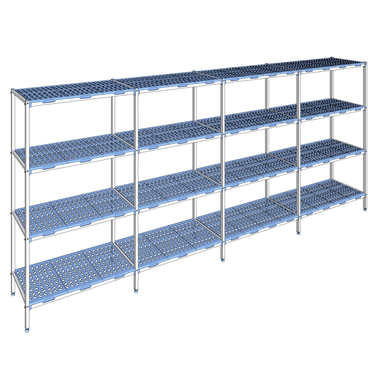 Rayonnage à clayettes amovible 4 niveaux aluminium 205 x 491.4 x 50 cm Tournus - PLM4914