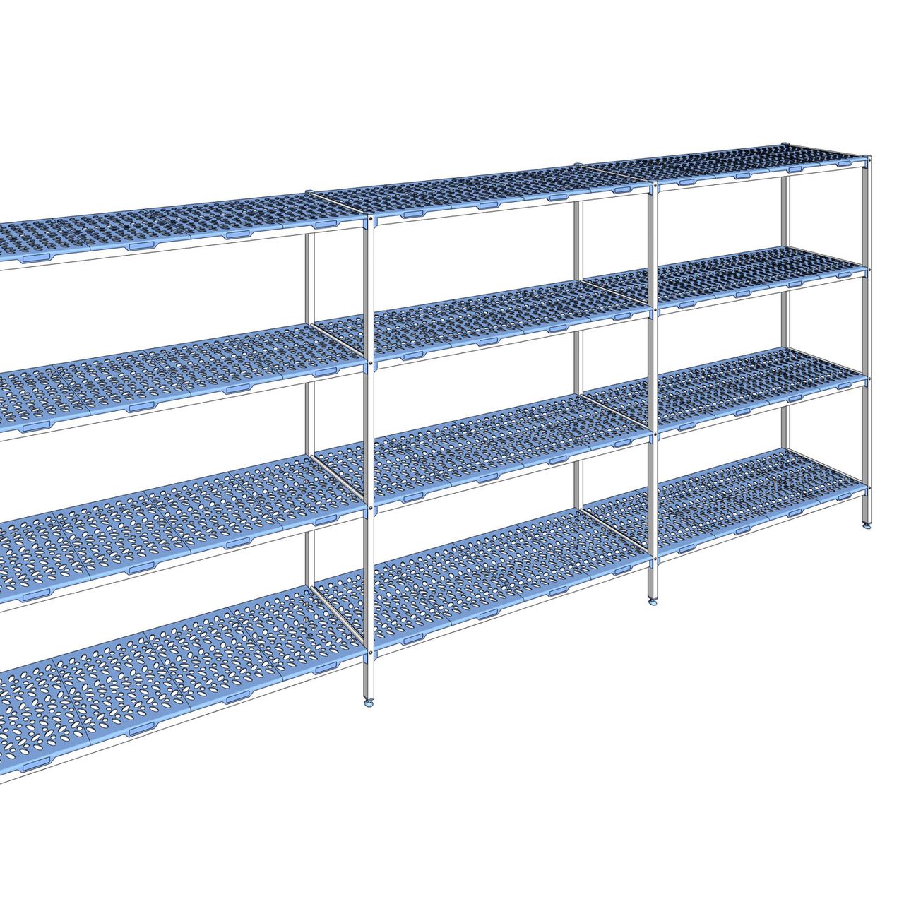 Rayonnage à clayettes amovible 4 niveaux aluminium 205 x 497.8 x 50 cm Tournus - PLM4978