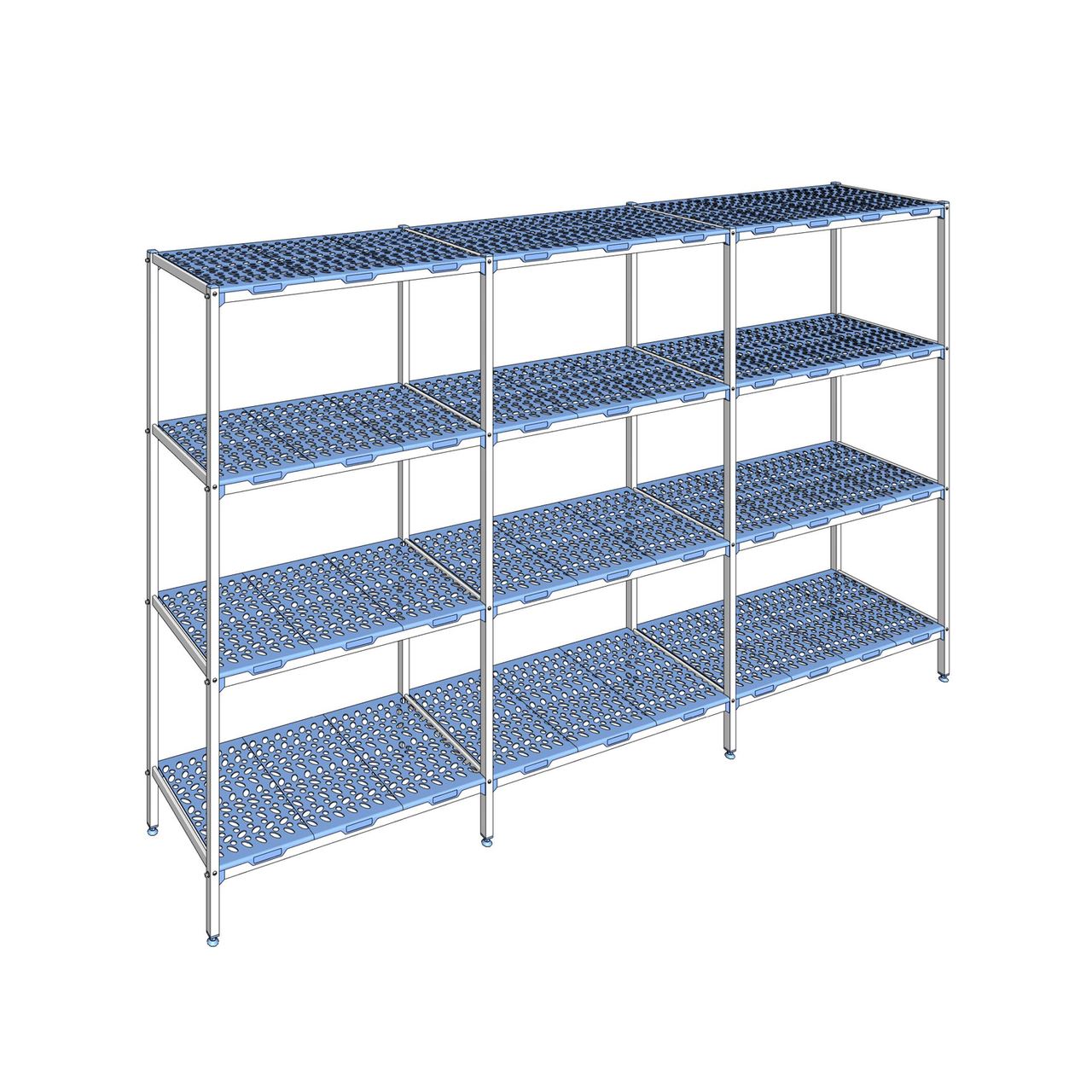 Rayonnage à clayettes amovible 4 niveaux aluminium 205 x 347.2 x 56 cm Tournus - PLP3472