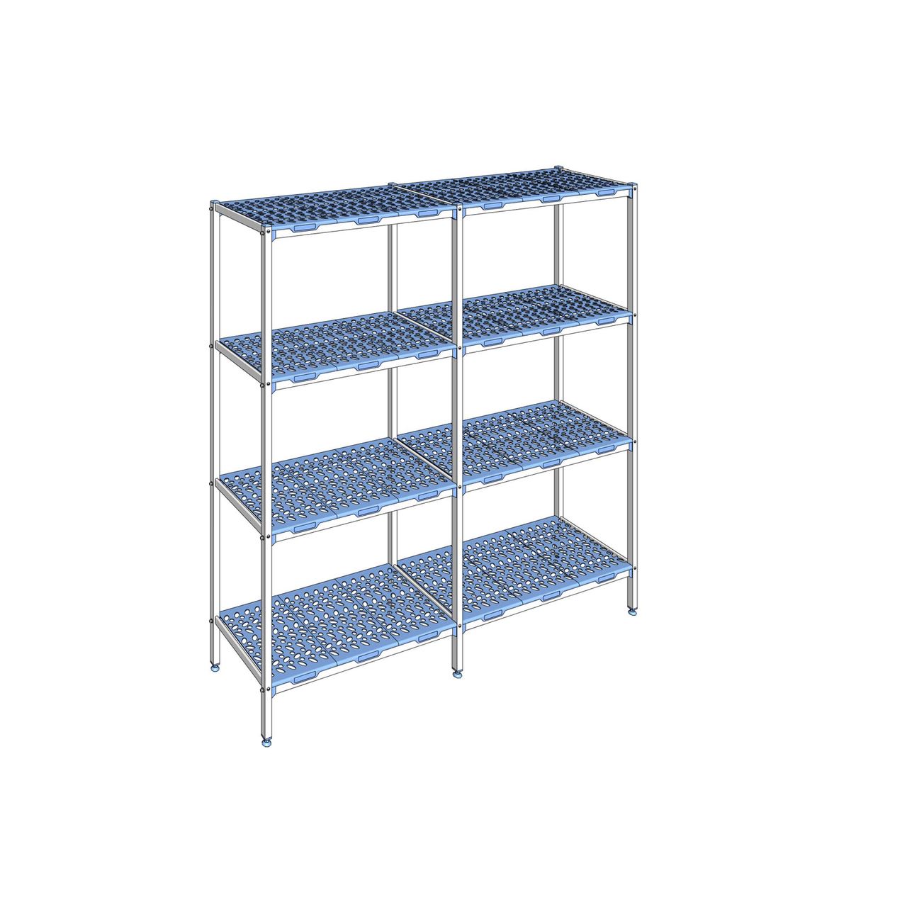 Rayonnage à clayettes amovible 4 niveaux aluminium 205 x 203.2 x 50 cm Tournus - PLM2032