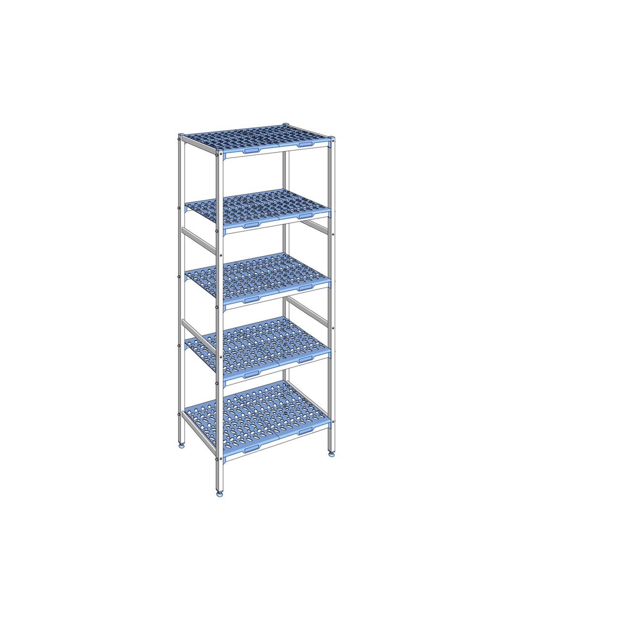 Rayonnage à clayettes amovible 5 niveaux aluminium 205 x 89 x 50 cm Tournus - PLN0890