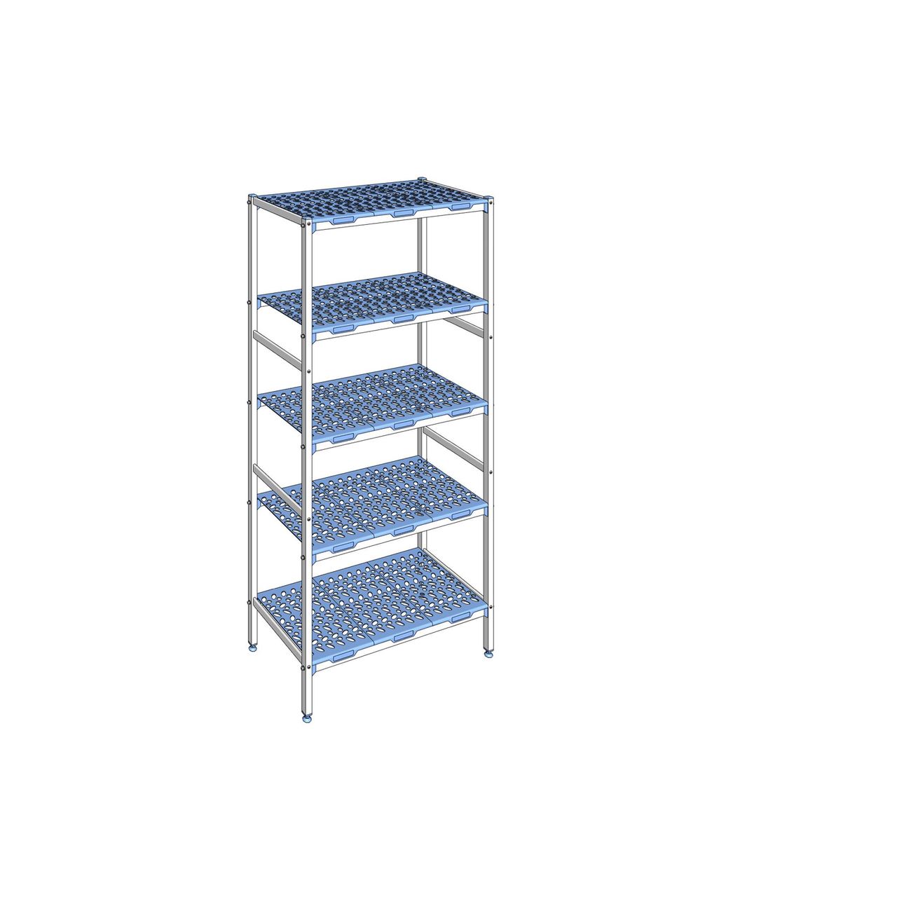 Rayonnage à clayettes amovible 5 niveaux aluminium 205 x 99.2 x 50 cm Tournus - PLN0992