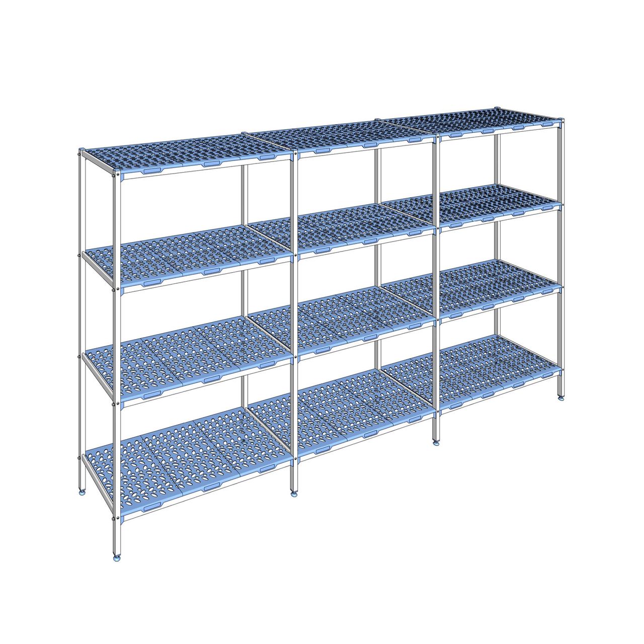 Rayonnage à clayettes amovible 4 niveaux aluminium 205 x 357.2 x 56 cm Tournus - PLP3572