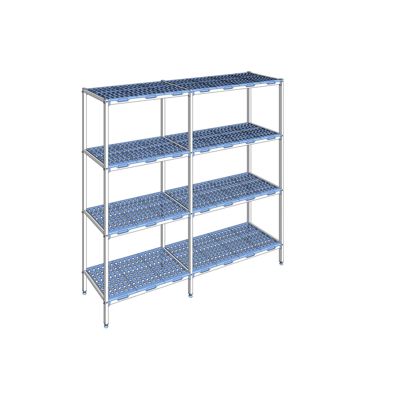 Rayonnage à clayettes amovible 4 niveaux aluminium 205 x 223.2 x 50 cm Tournus - PLM2232