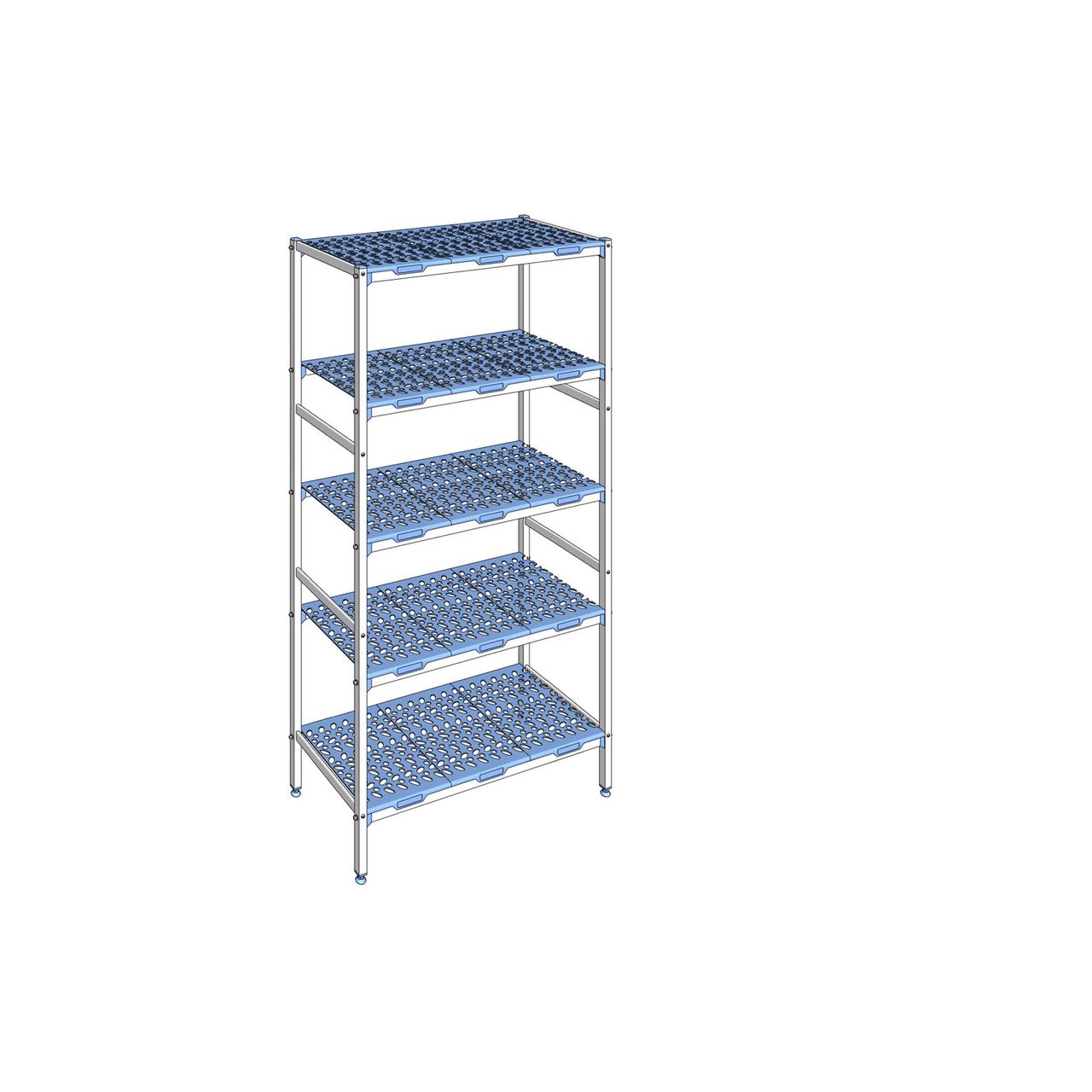 Rayonnage à clayettes amovible 5 niveaux aluminium 205 x 109.2 x 50 cm Tournus - PLN1092