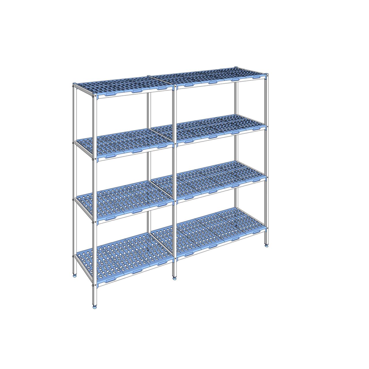 Rayonnage à clayettes amovible 4 niveaux aluminium 205 x 233.4 x 50 cm Tournus - PLM2334