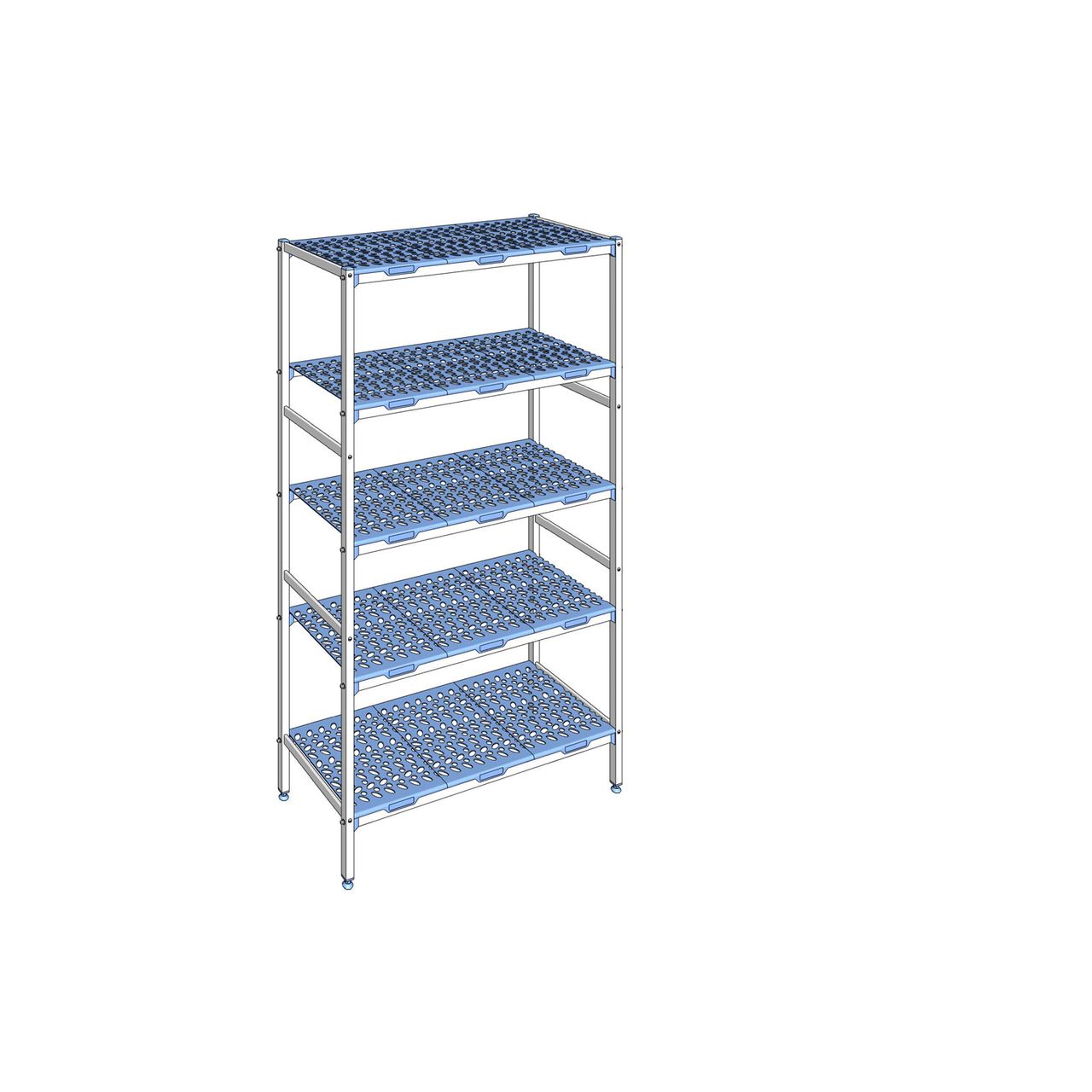 Rayonnage à clayettes amovible 5 niveaux aluminium 205 x 119.2 x 50 cm Tournus - PLN1192