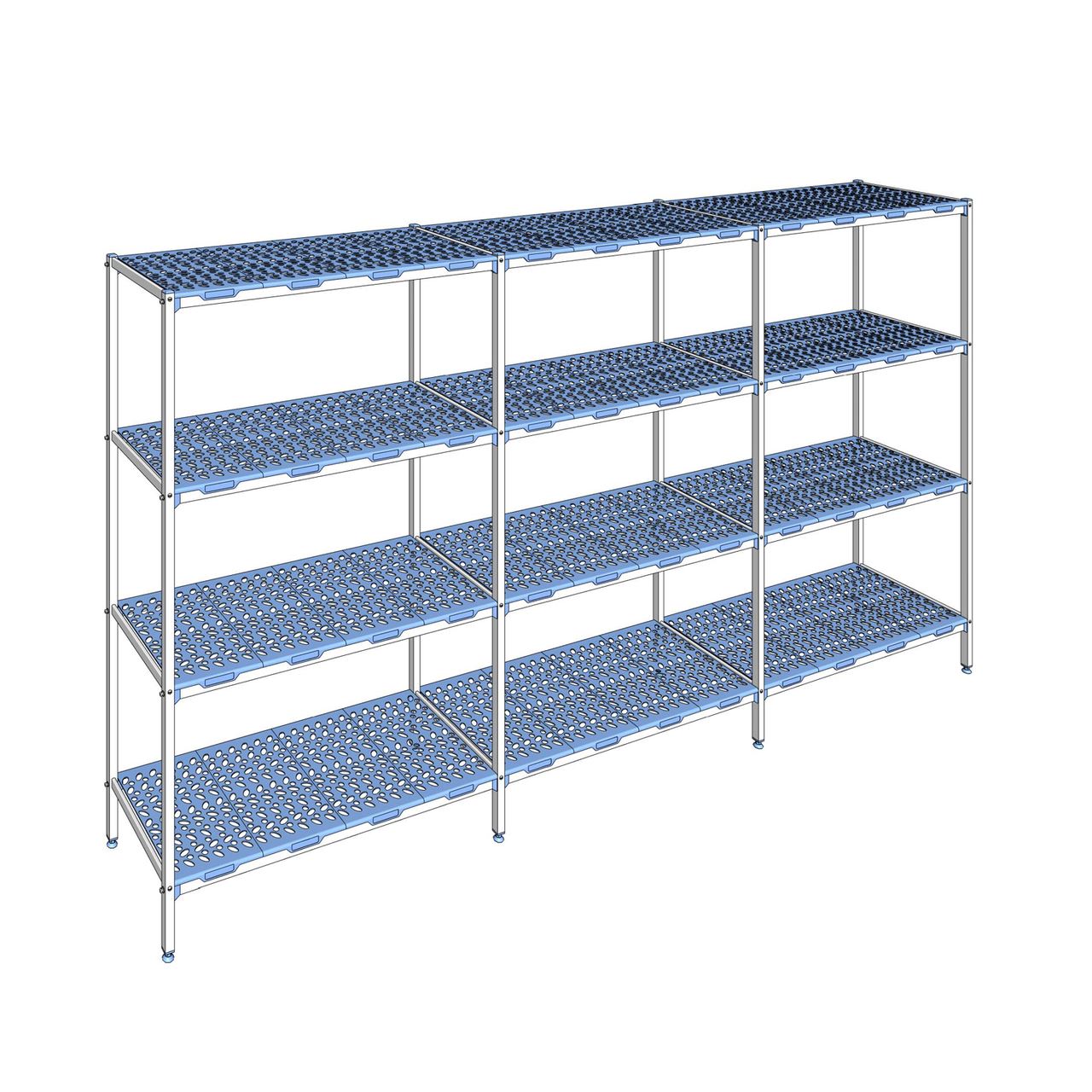 Rayonnage à clayettes amovible 4 niveaux aluminium 205 x 377.2 x 56 cm Tournus - PLP3772