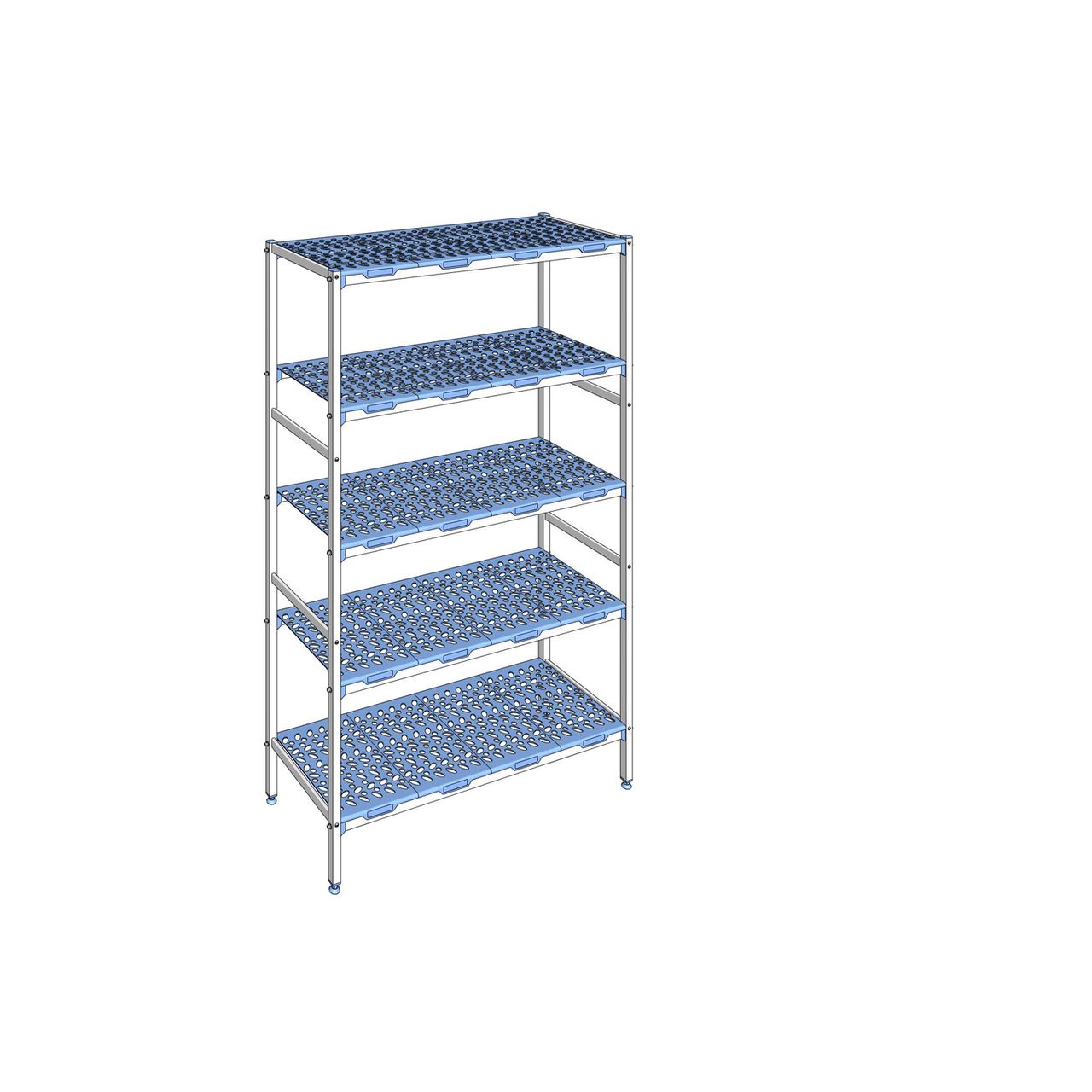 Rayonnage à clayettes amovible 5 niveaux aluminium 205 x 129.2 x 50 cm Tournus - PLN1292