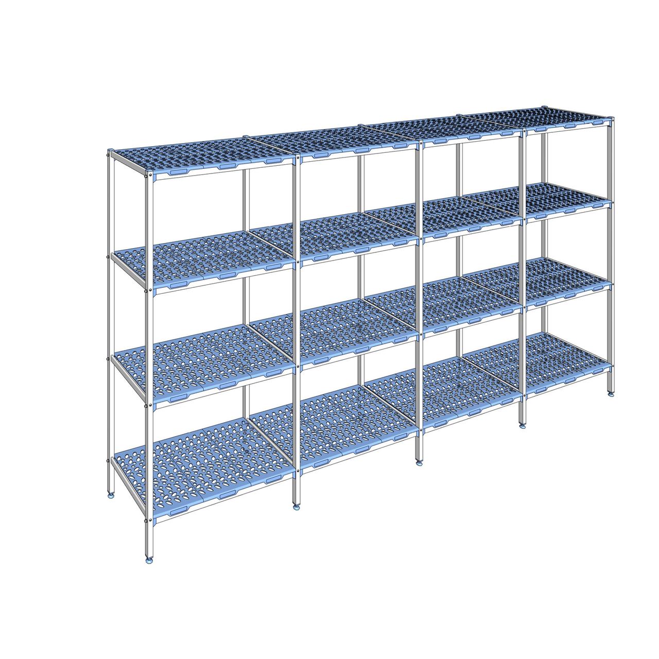 Rayonnage à clayettes amovible 4 niveaux aluminium 205 x 381.2 x 56 cm Tournus - PLP3812