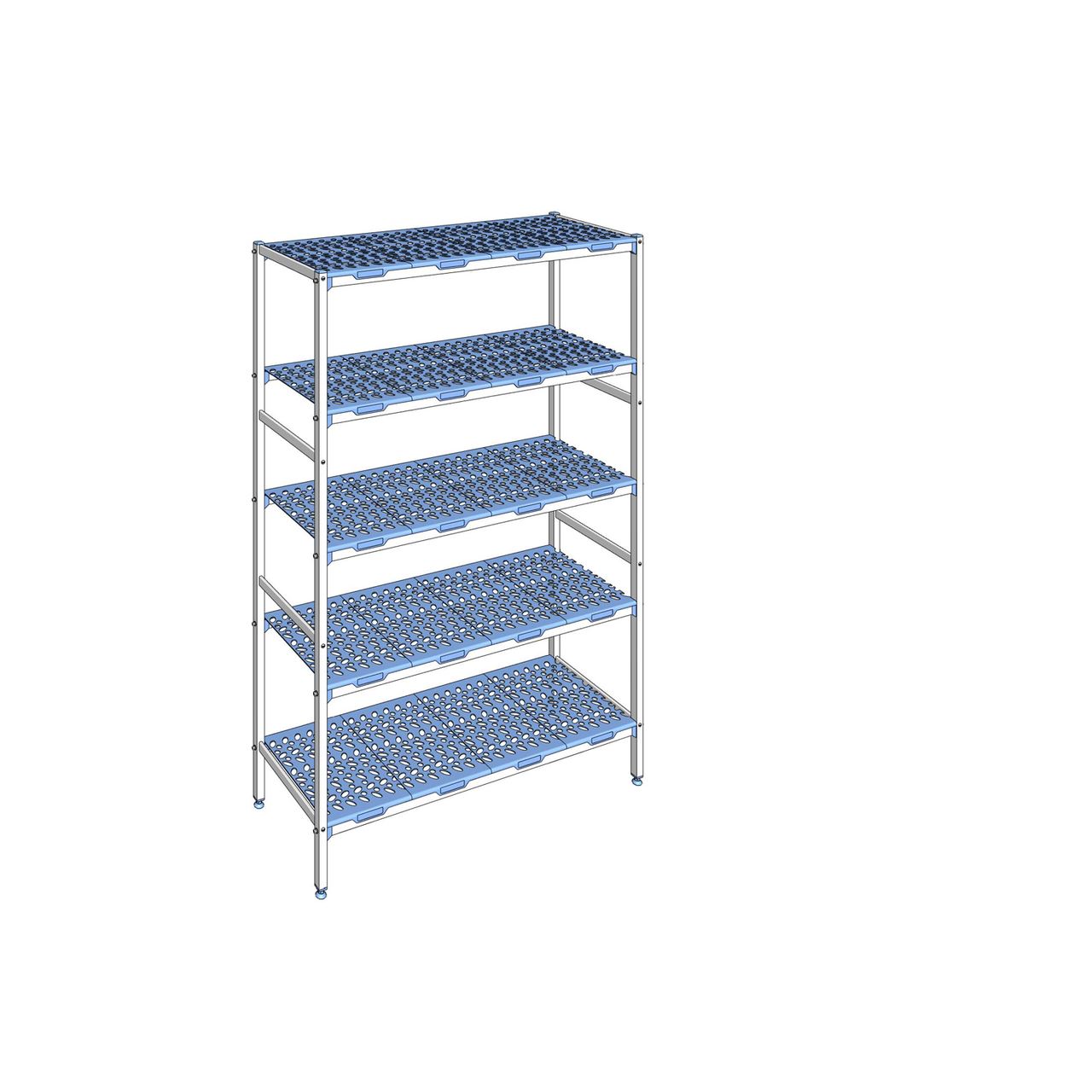 Rayonnage à clayettes amovible 5 niveaux aluminium 205 x 139.4 x 50 cm Tournus - PLN1394
