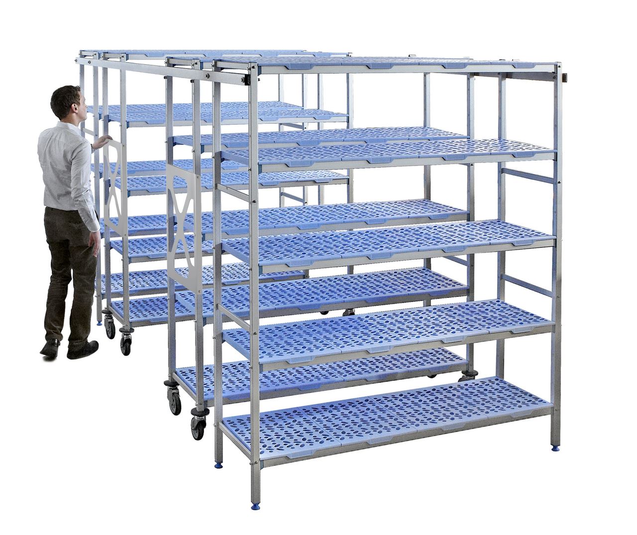 Ensemble fixe pour rayonnage mobile 5 niveaux aluminium 205 x 135 x 50 cm Tournus - PLN1350MR