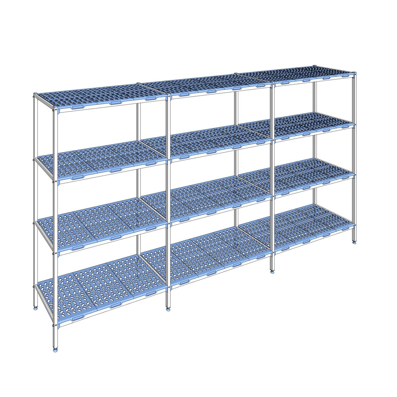 Rayonnage à clayettes amovible 4 niveaux aluminium 205 x 387.6 x 56 cm Tournus - PLP3876