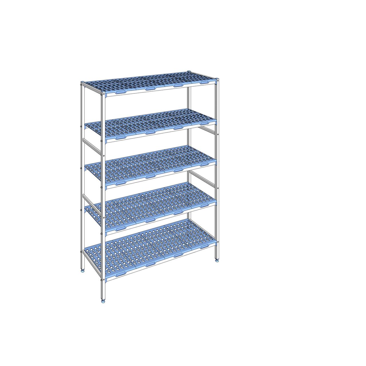 Rayonnage à clayettes amovible 5 niveaux aluminium 205 x 149.4 x 50 cm Tournus - PLN1494