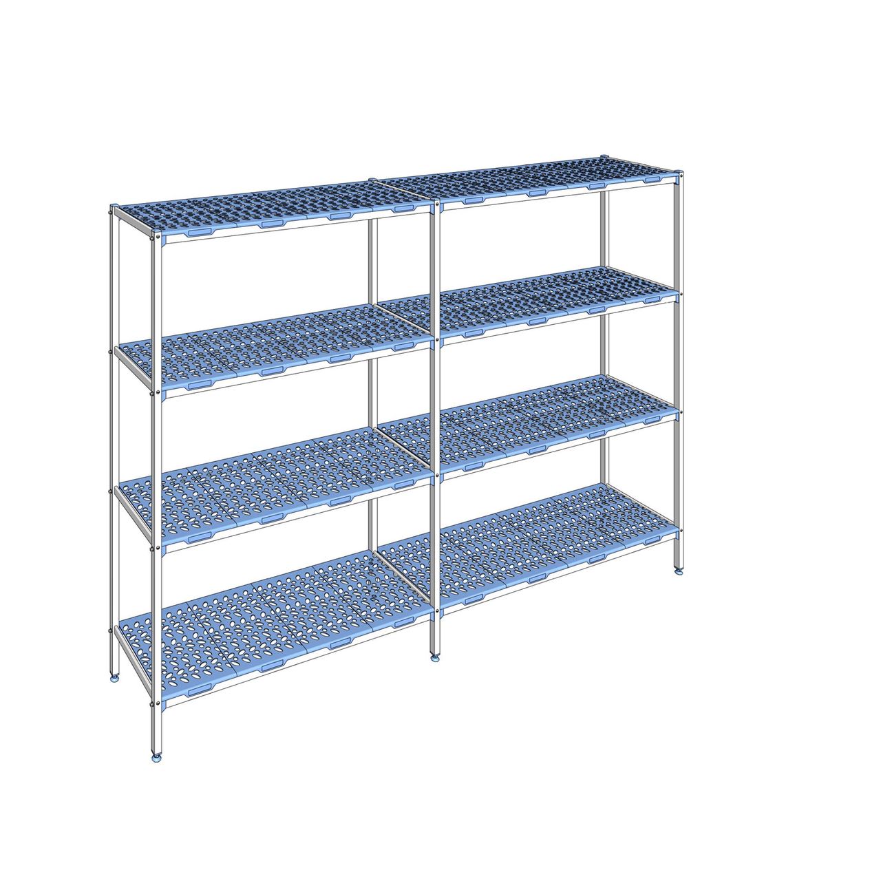 Rayonnage à clayettes amovible 4 niveaux aluminium 205 x 293.6 x 50 cm Tournus - PLM2936