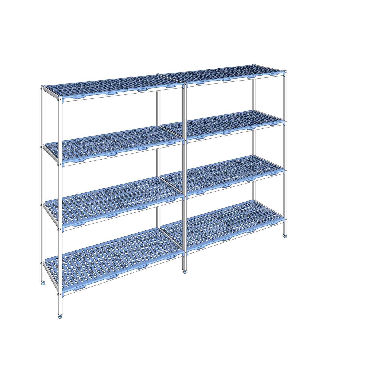 Rayonnage à clayettes amovible 4 niveaux aluminium 205 x 303.6 x 50 cm Tournus - PLM3036