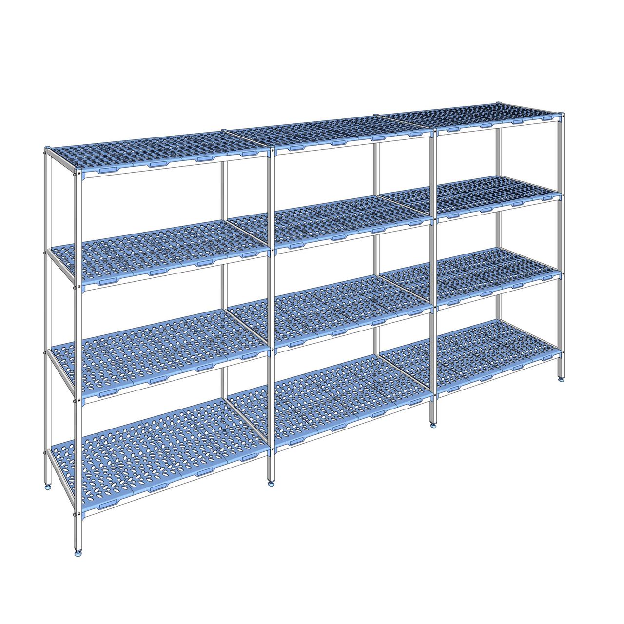 Rayonnage à clayettes amovible 4 niveaux aluminium 205 x 397.6 x 56 cm Tournus - PLP3976