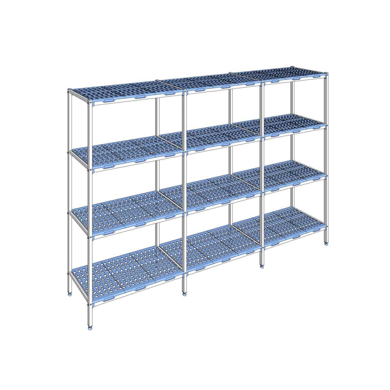 Rayonnage à clayettes amovible 4 niveaux aluminium 205 x 317.2 x 50 cm Tournus - PLM3172