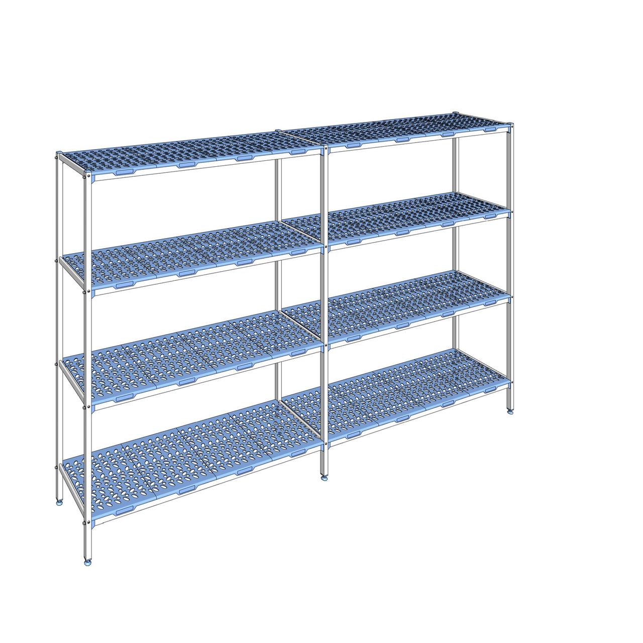 Rayonnage à clayettes amovible 4 niveaux aluminium 205 x 323.6 x 50 cm Tournus - PLM3236