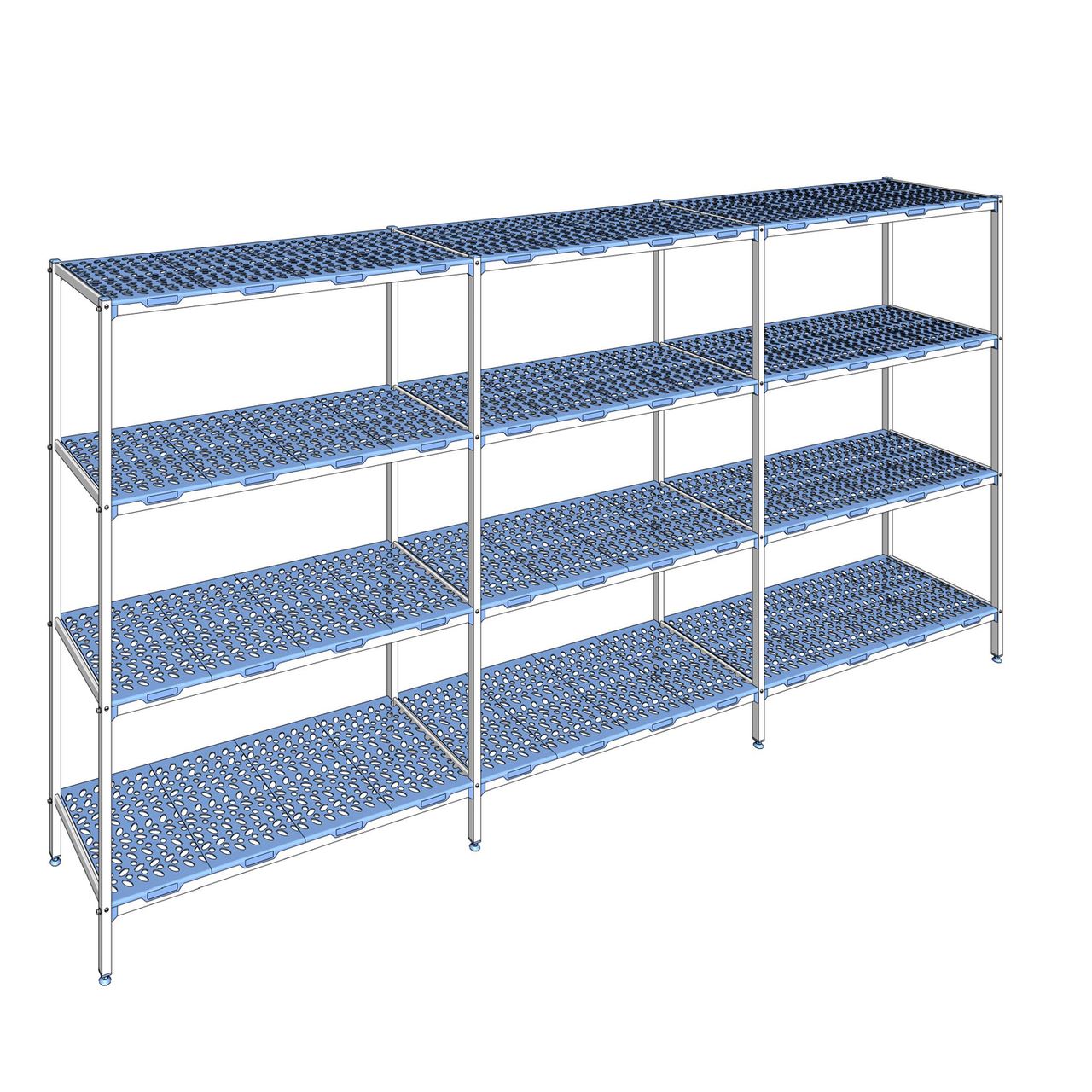 Rayonnage à clayettes amovible 4 niveaux aluminium 205 x 417.8 x 56 cm Tournus - PLP4178