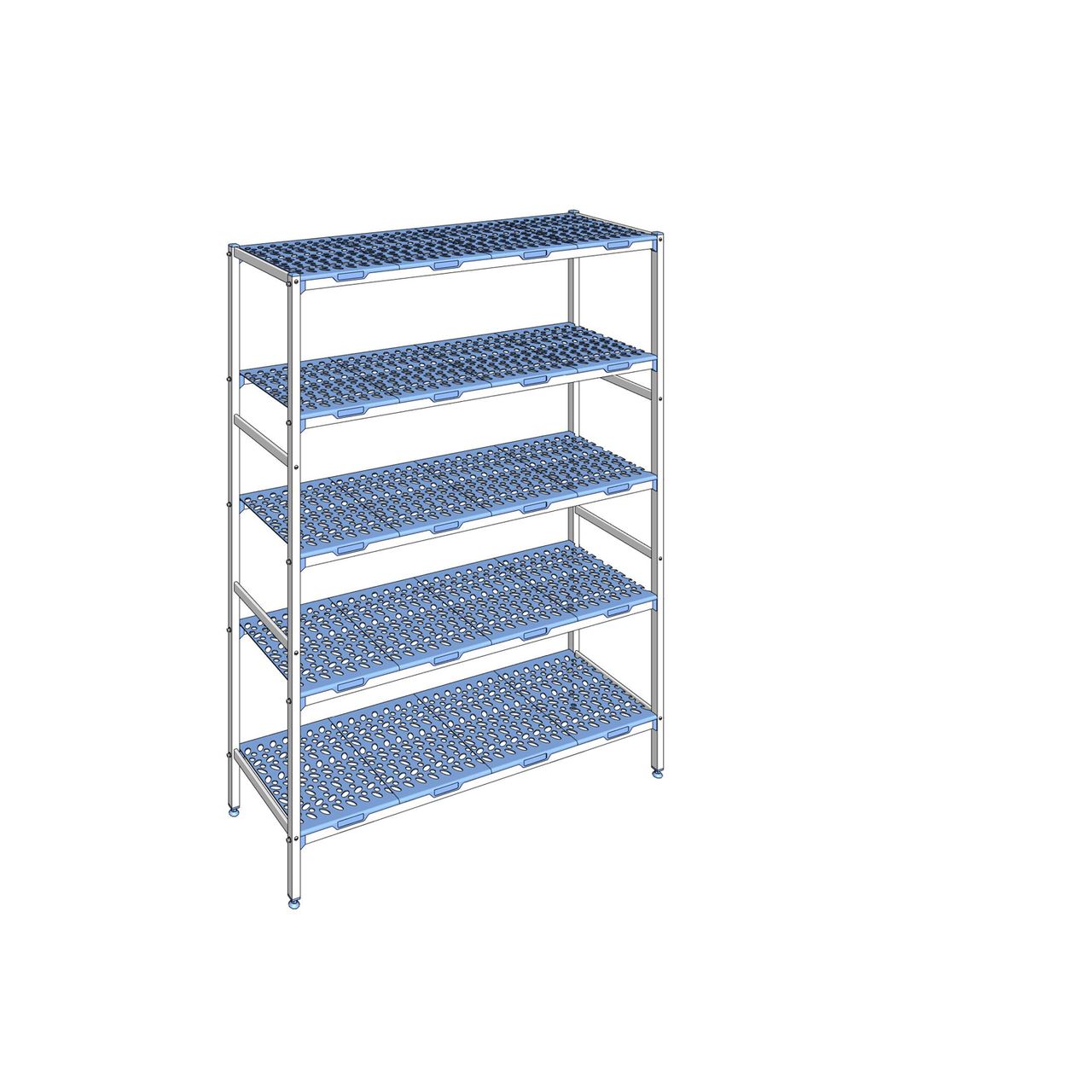 Rayonnage à clayettes amovible 5 niveaux aluminium 205 x 159.4 x 50 cm Tournus - PLN1594