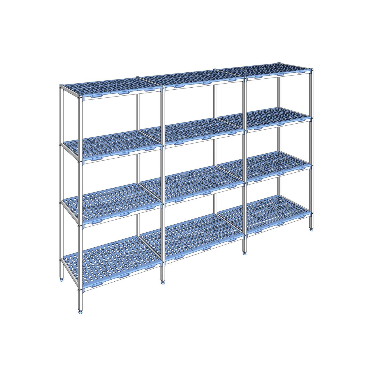 Rayonnage à clayettes amovible 4 niveaux aluminium 205 x 327.2 x 50 cm Tournus - PLM3272