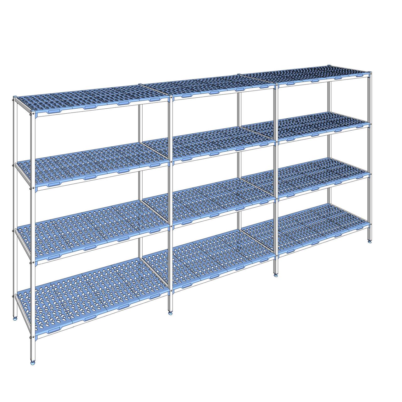 Rayonnage à clayettes amovible 4 niveaux aluminium 205 x 427.8 x 56 cm Tournus - PLP4278