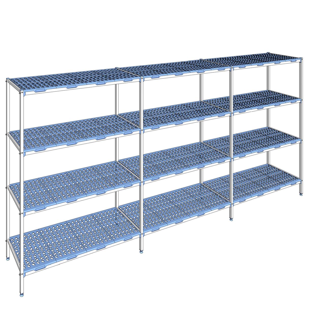 Rayonnage à clayettes amovible 4 niveaux aluminium 205 x 437.8 x 56 cm Tournus - PLP4378