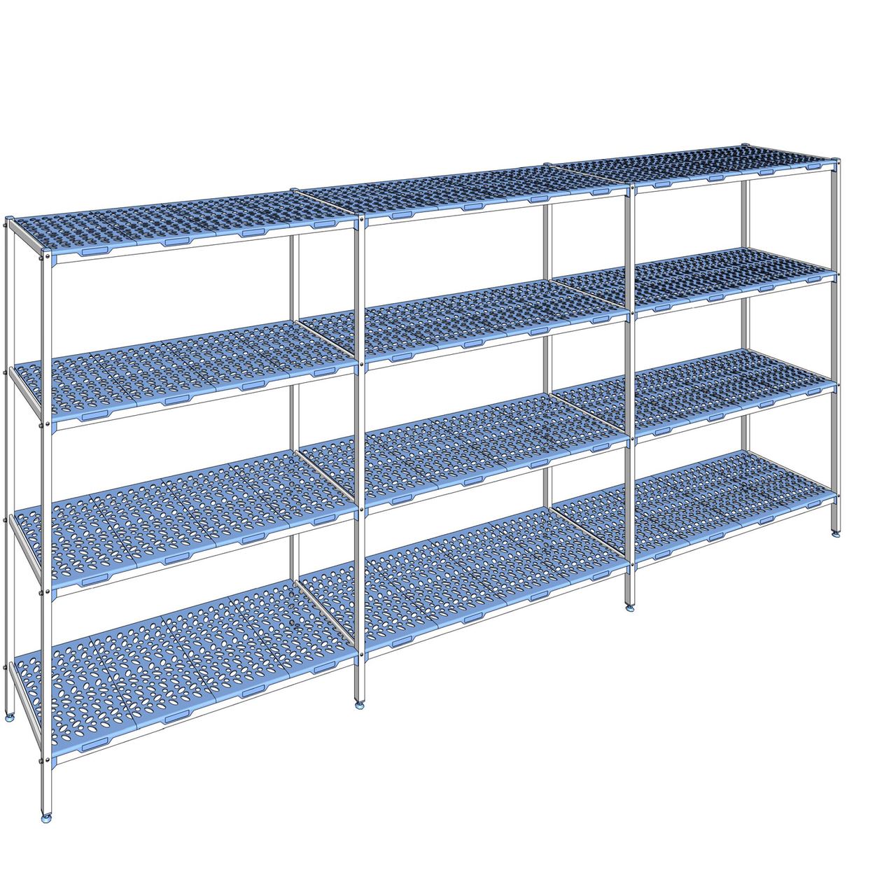 Rayonnage à clayettes amovible 4 niveaux aluminium 205 x 447.8 x 56 cm Tournus - PLP4478