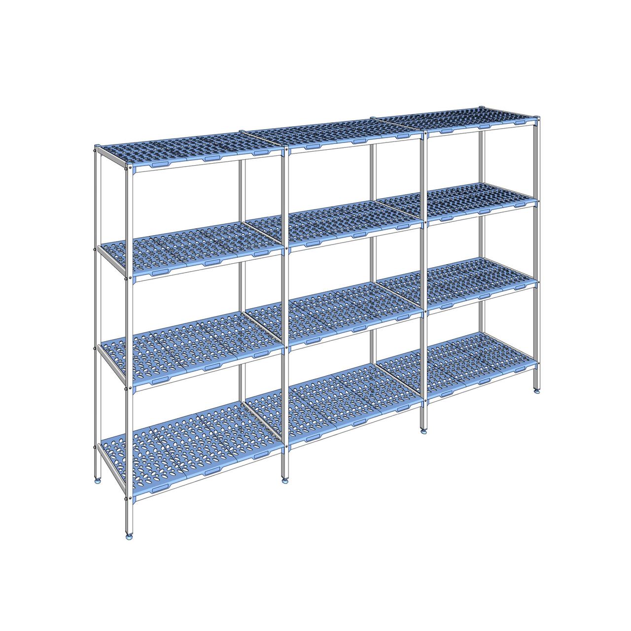 Rayonnage à clayettes amovible 4 niveaux aluminium 205 x 337.2 x 50 cm Tournus - PLM3372