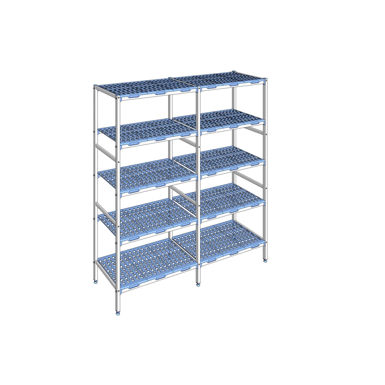 Rayonnage à clayettes amovible 5 niveaux aluminium 205 x 193.2 x 50 cm Tournus - PLN1932