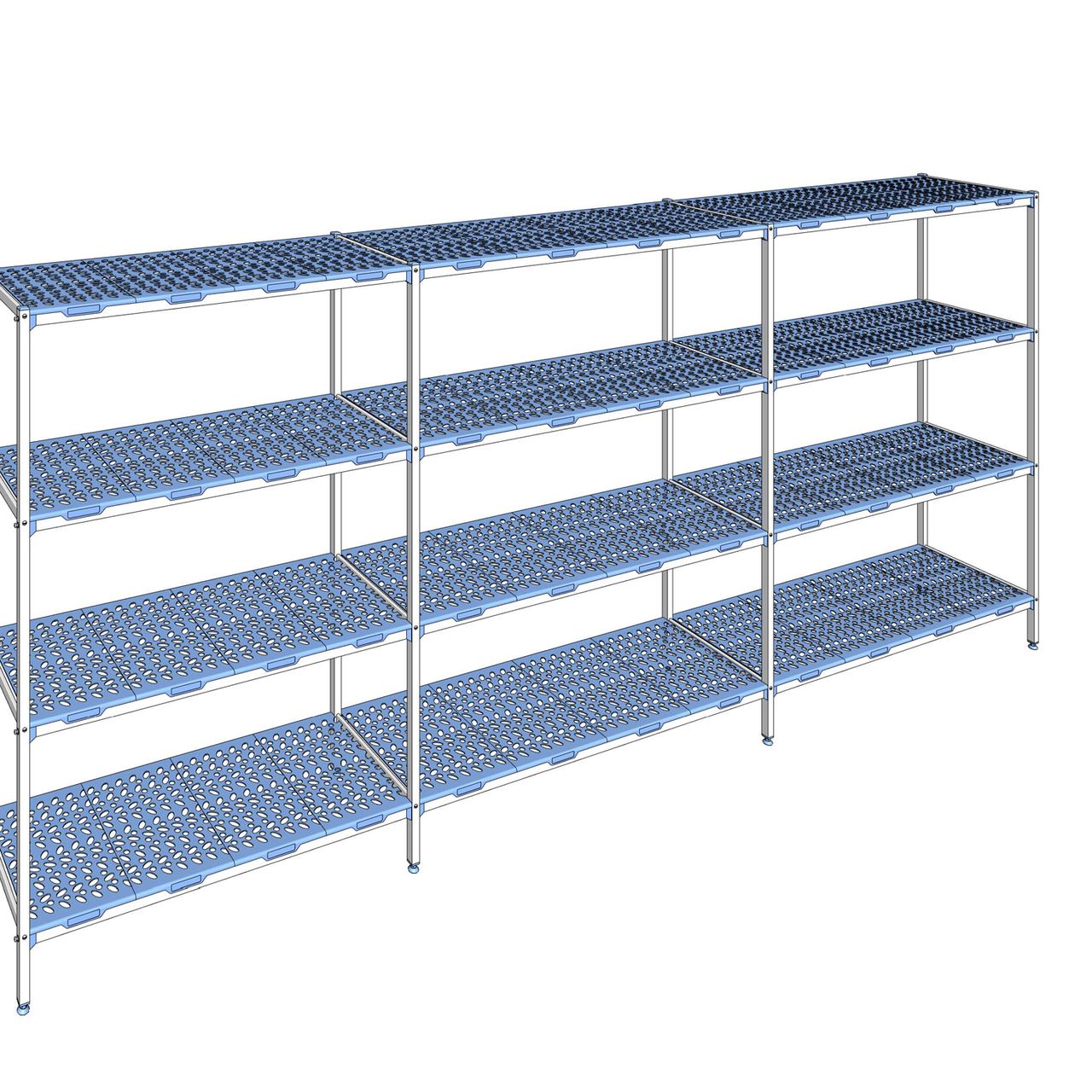 Rayonnage à clayettes amovible 4 niveaux aluminium 205 x 467.8 x 56 cm Tournus - PLP4678