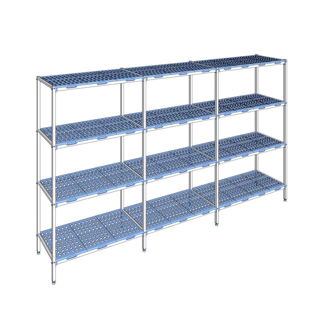 Rayonnage à clayettes amovible 4 niveaux aluminium 205 x 367.4 x 50 cm Tournus - PLM3674