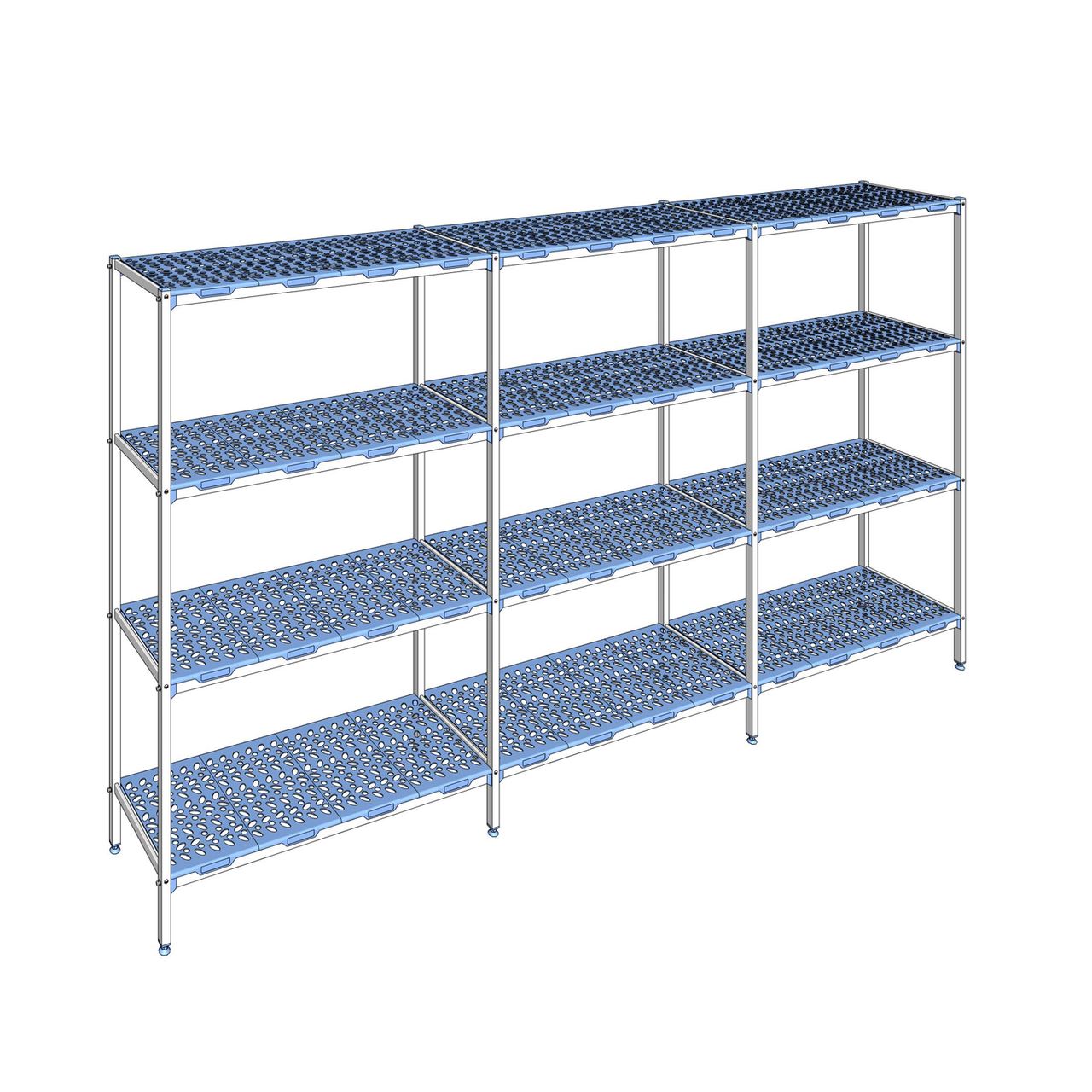 Rayonnage à clayettes amovible 4 niveaux aluminium 205 x 377.2 x 50 cm Tournus - PLM3772