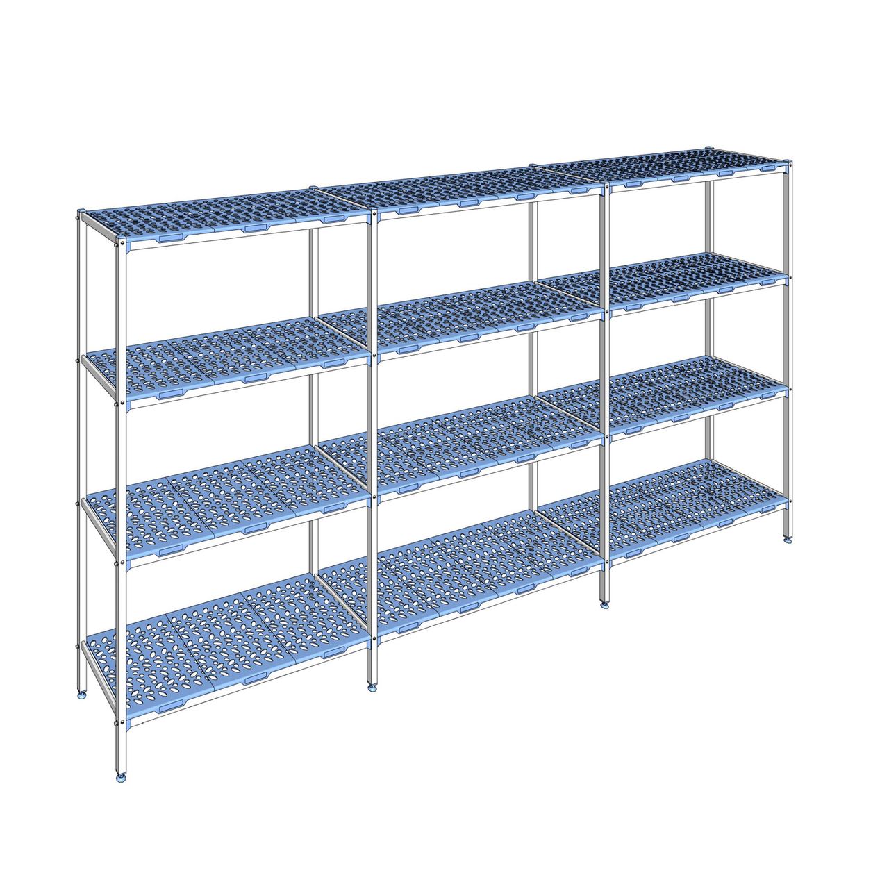 Rayonnage à clayettes amovible 4 niveaux aluminium 205 x 387.6 x 50 cm Tournus - PLM3876