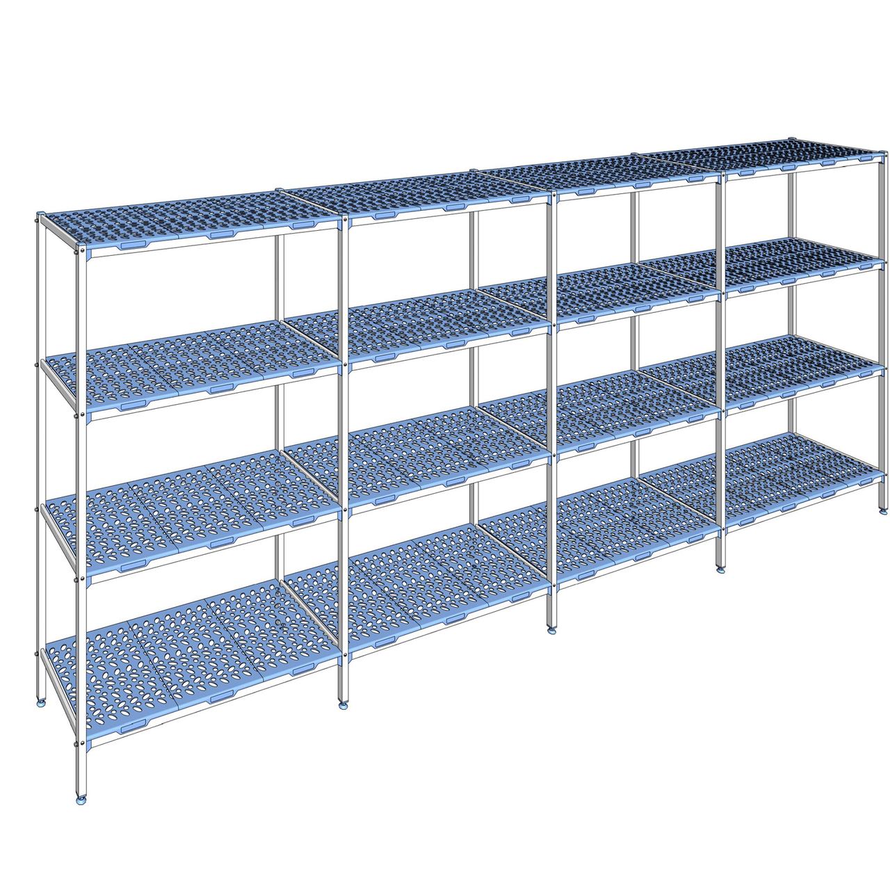 Rayonnage à clayettes amovible 4 niveaux aluminium 205 x 481.4 x 56 cm Tournus - PLP4814