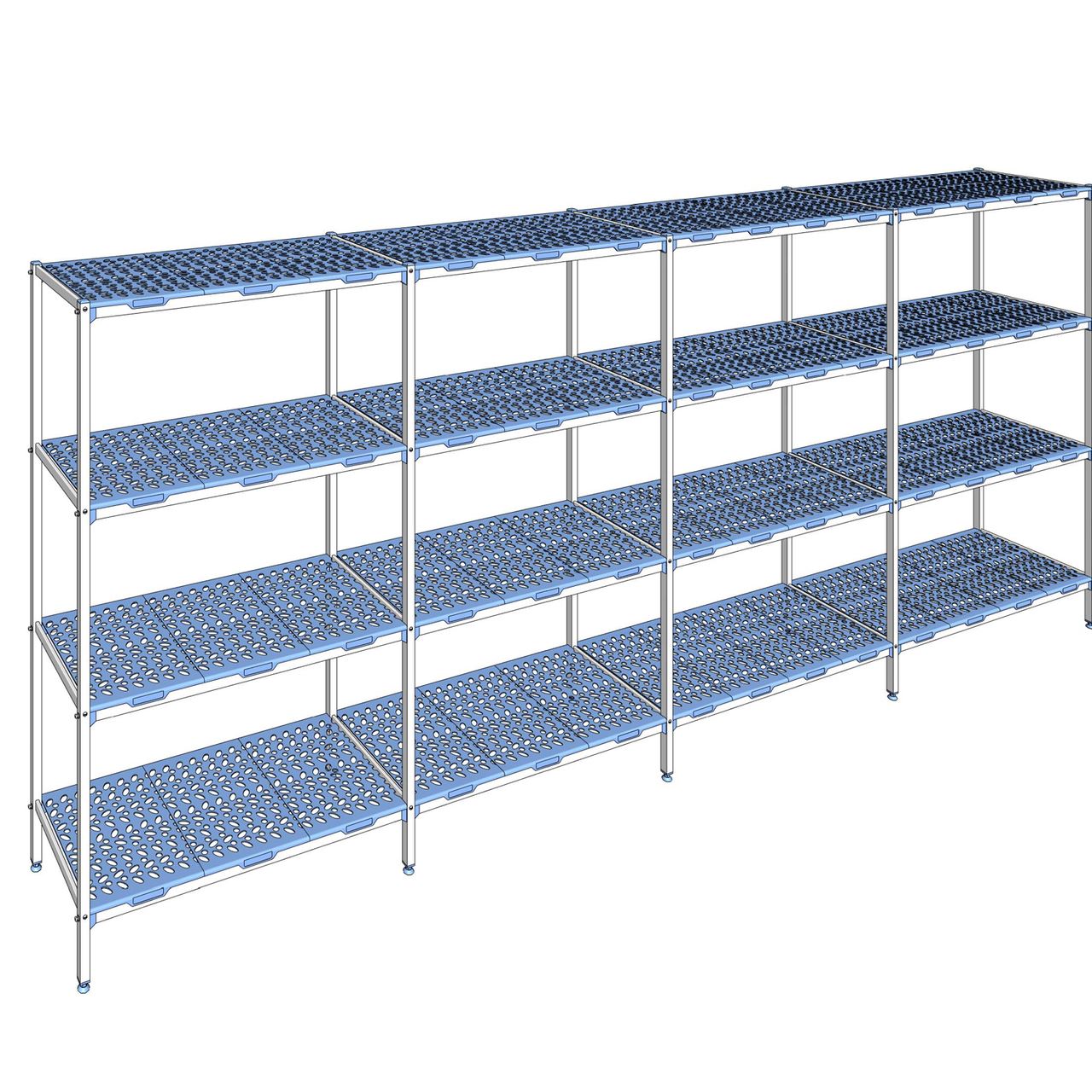 Rayonnage à clayettes amovible 4 niveaux aluminium 205 x 491.4 x 56 cm Tournus - PLP4914