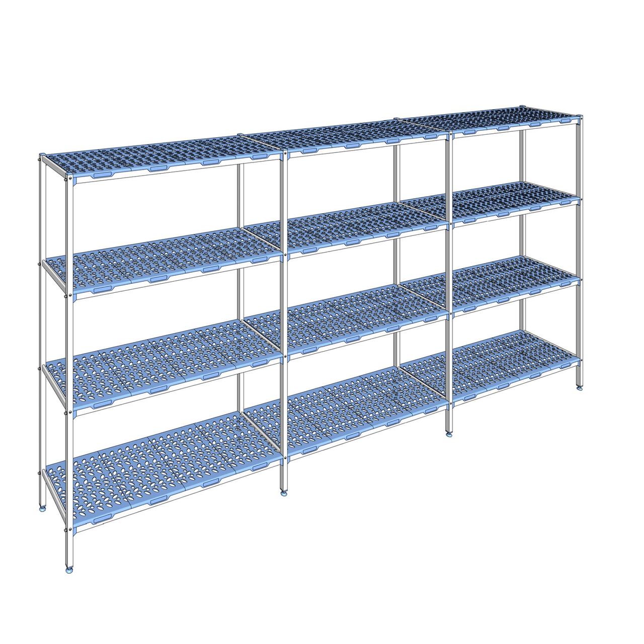 Rayonnage à clayettes amovible 4 niveaux aluminium 205 x 407.8 x 50 cm Tournus - PLM4078