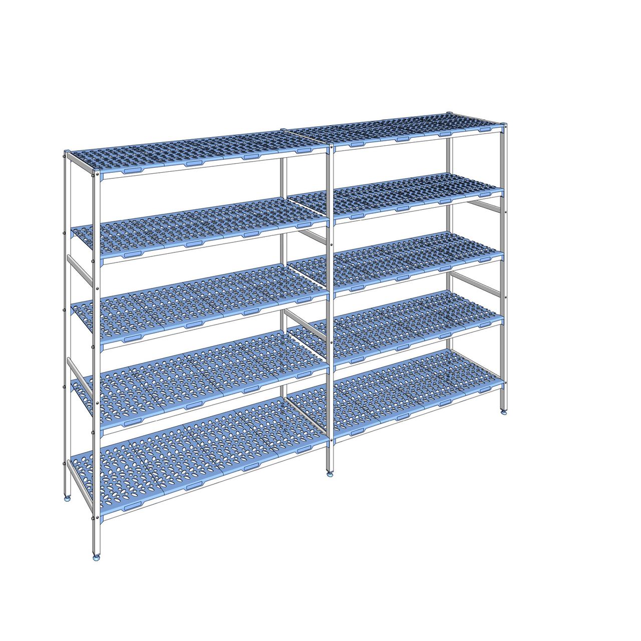 Rayonnage à clayettes amovible 5 niveaux aluminium 205 x 313.6 x 50 cm Tournus - PLN3136