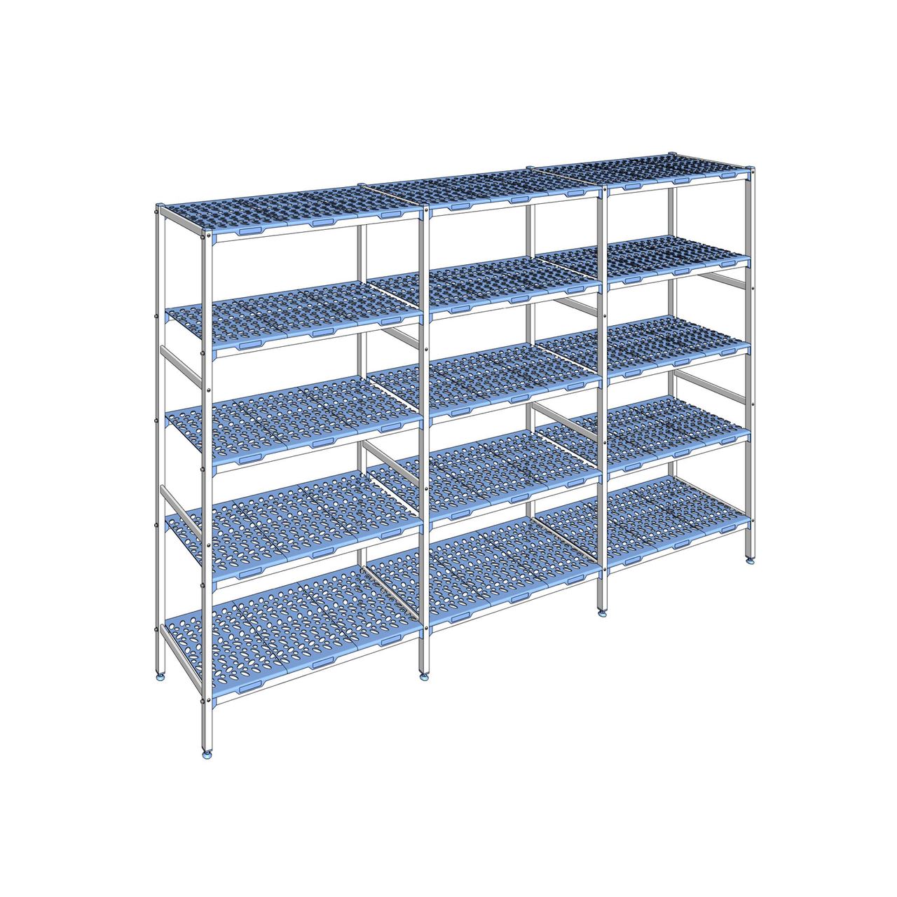 Rayonnage à clayettes amovible 5 niveaux aluminium 205 x 317.2 x 50 cm Tournus - PLN3172