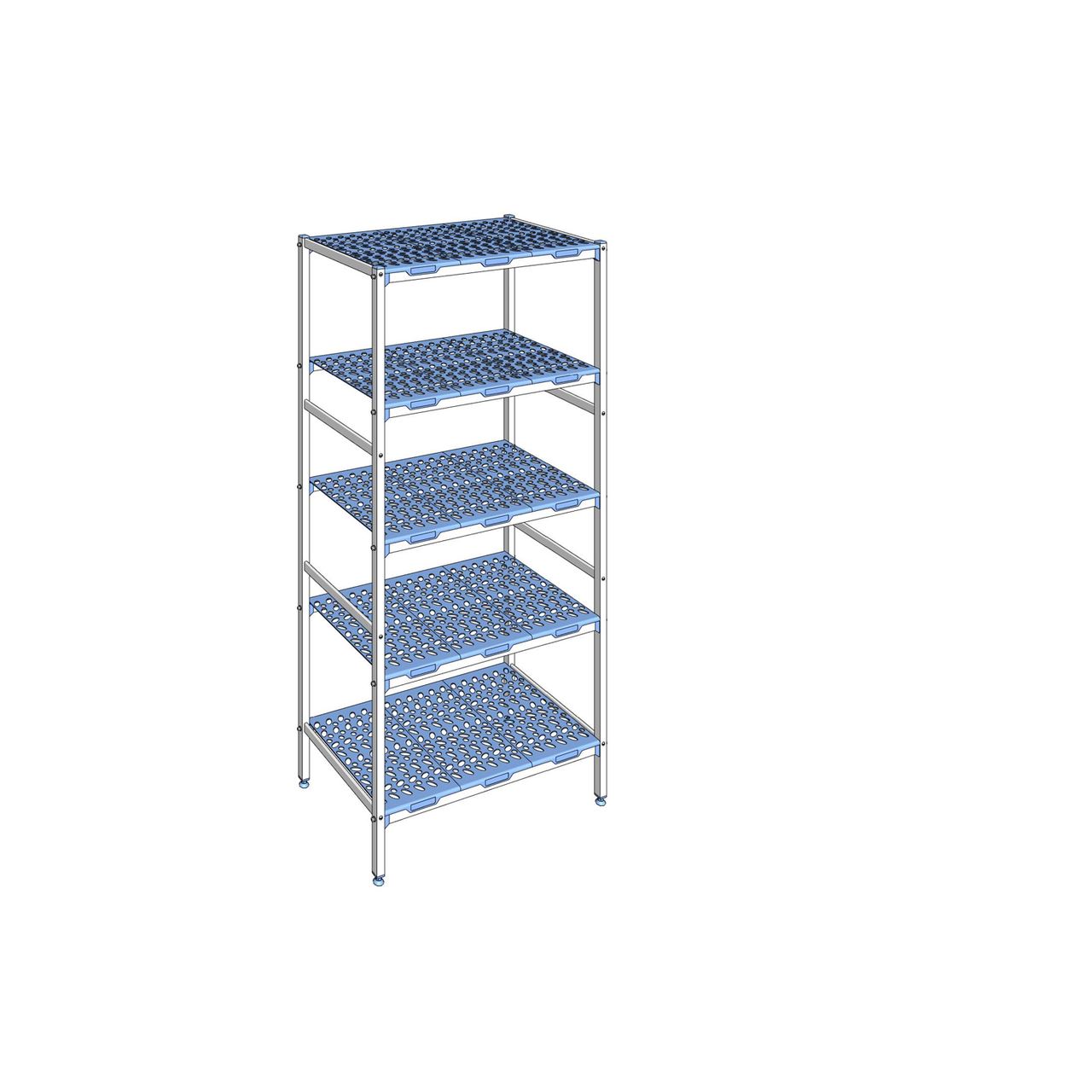 Rayonnage à clayettes amovible 5 niveaux aluminium 205 x 99.2 x 56 cm Tournus - PLQ0992