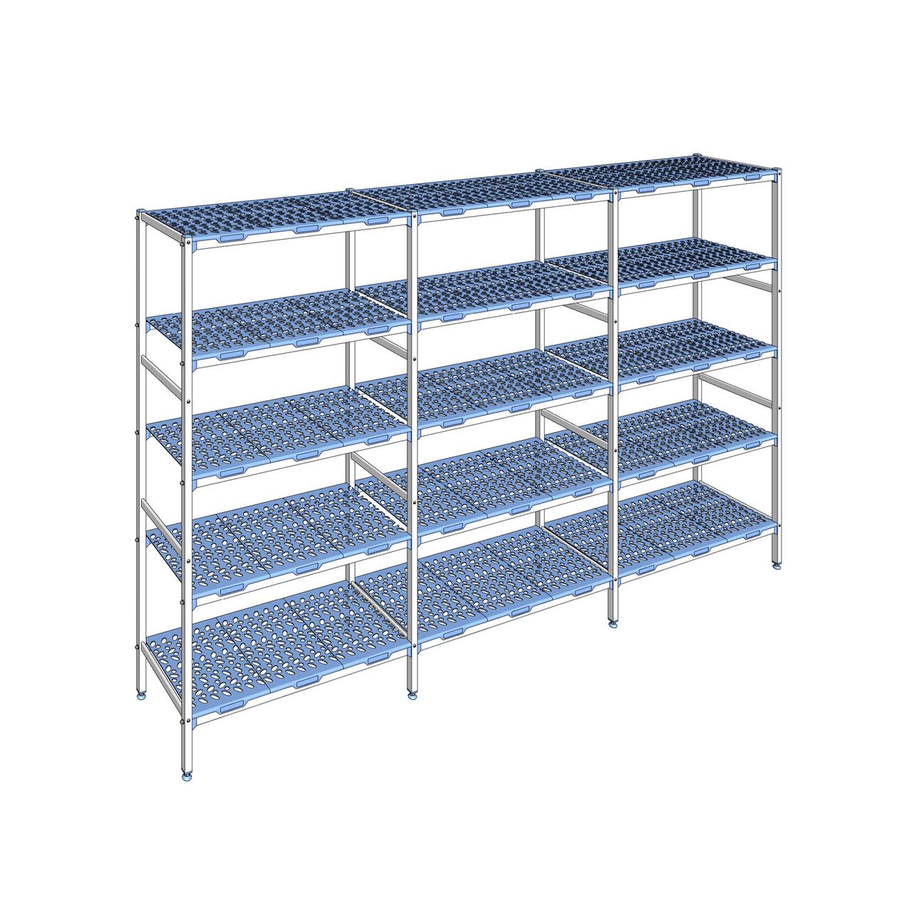 Rayonnage à clayettes amovible 5 niveaux aluminium 205 x 337.2 x 50 cm Tournus - PLN3372