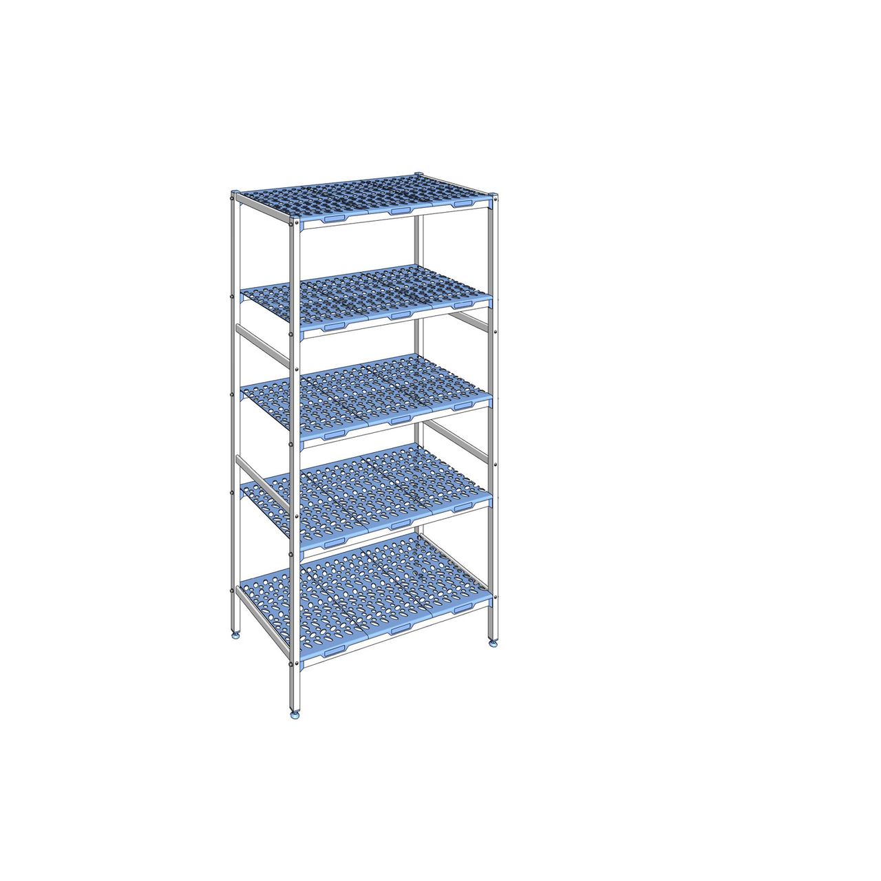 Rayonnage à clayettes amovible 5 niveaux aluminium 205 x 109.2 x 56 cm Tournus - PLQ1092